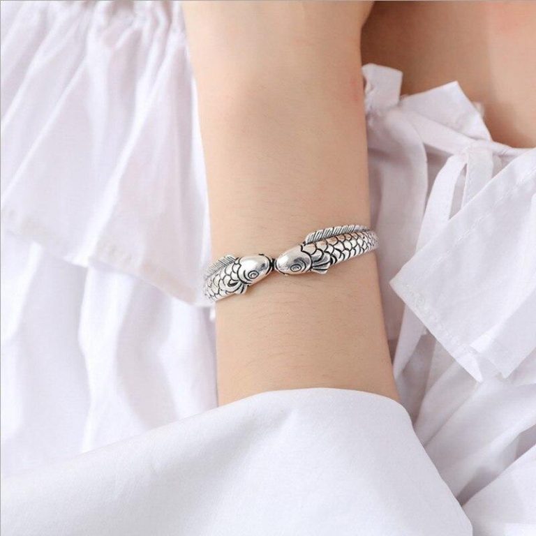 Bracelet Poisson En Alliage Argenté Avec Cristaux - Bijou Occasion En Très Bon état (comme Neuf)