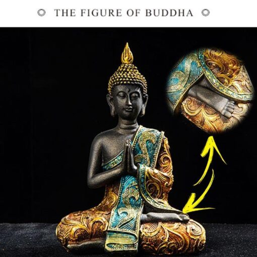 Statue Bouddha Assis écharpe verte | oko oko