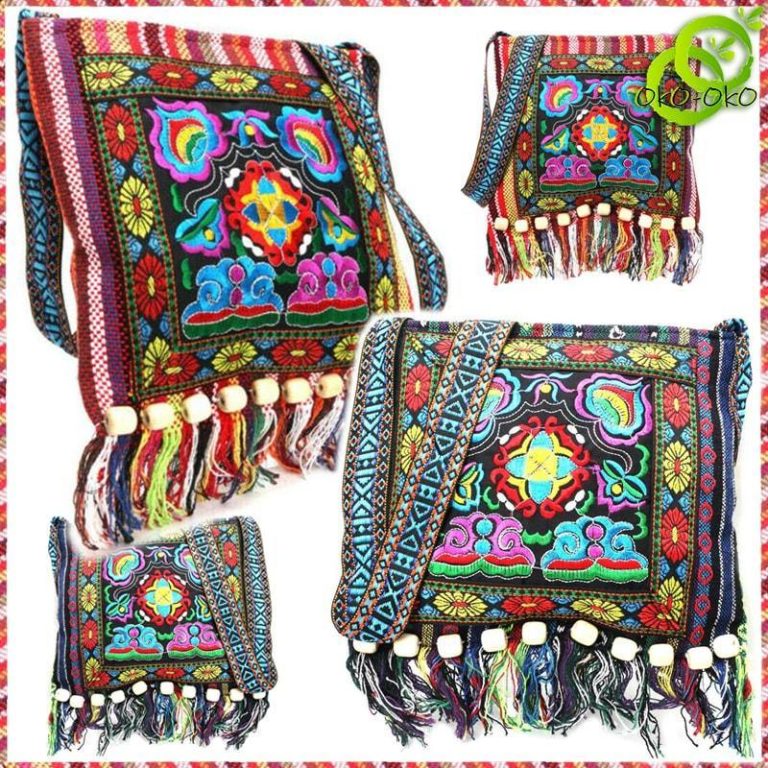 Sac Bandoulière Folk Brodé Franges Style Népalais - Tendance Clown - Neuf Avec étiquettes
