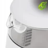 Gros plan sur le bec verseur transparent et le filtre interne de cette bouilloire thermostat ecran tactile en verre