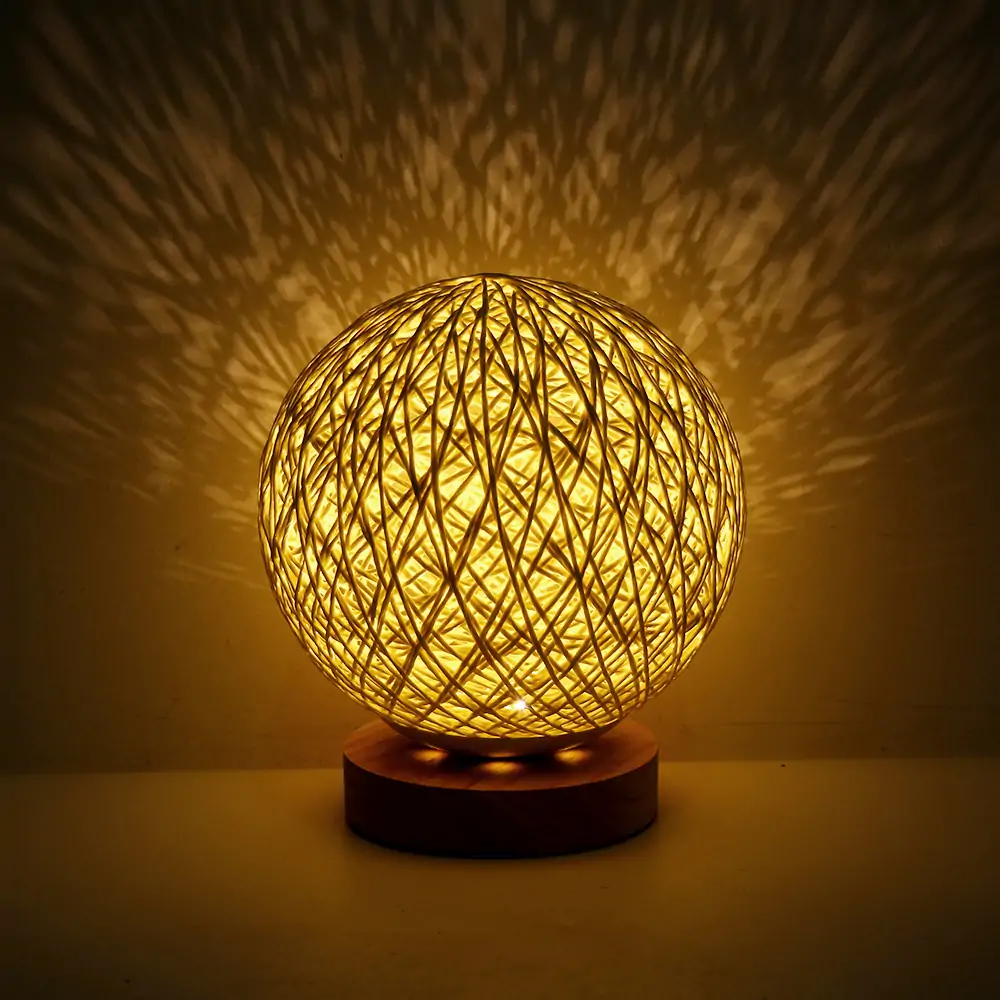 Décoration lumineuse <br>Lampe Déco Ronde en Rotin | OkO-OKO™ Lampe déco de nuit | OkO OkO