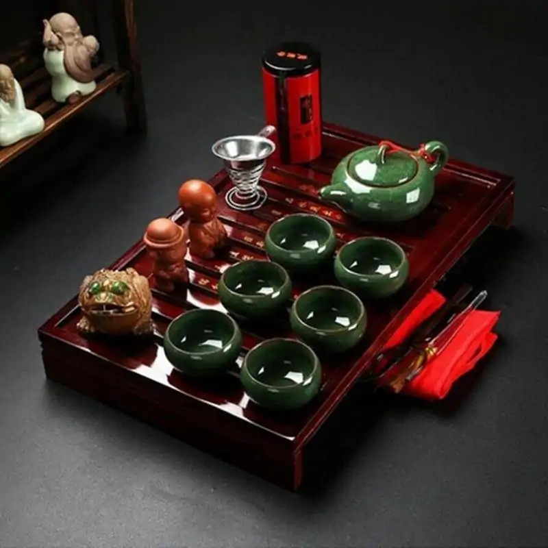 Plateau à thé <br> Service à thé avec plateau (4 Variantes). | OkO-OKO™ Service à thé vert jade avec plateau | oko oko
