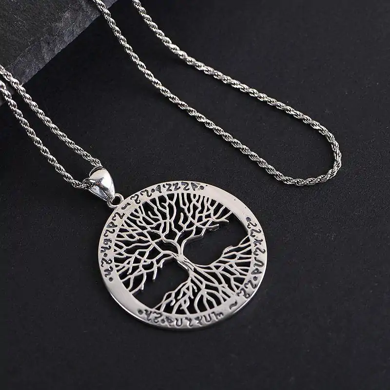 Spiritueller Schmuck Lebensbaum Anhänger 925 Silber. | OkO-OKO™ Lebensbaum-Anhänger Silber 925 flach gelegt | oko oko