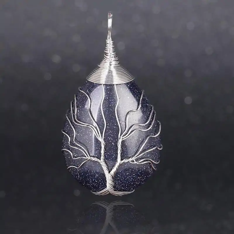 Bijou Lithothérapie <br> Pendentif goutte d'eau (13 variantes). | OkO-OKO™ Pendentif Goutte d'Eau Sable Bleu Compressé | oko oko