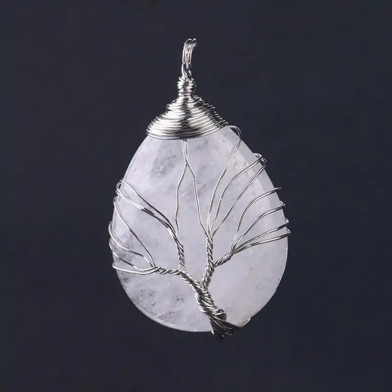 Bijou Lithothérapie <br> Pendentif goutte d'eau (13 variantes). | OkO-OKO™ Pendentif Goutte d'Eau Cristal Blanc | oko oko