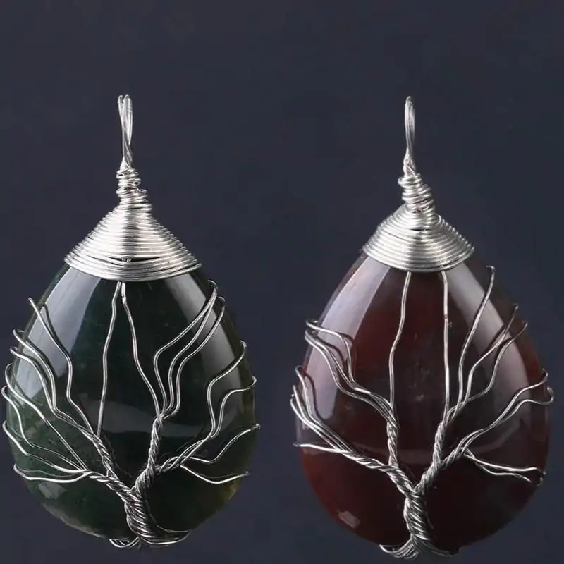 Bijou Lithothérapie <br> Pendentif goutte d'eau (13 variantes). | OkO-OKO™ Pendentif Goutte d'Eau Agate Indienne | oko oko