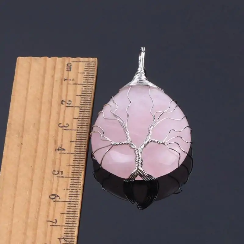 Bijou Lithothérapie <br> Pendentif goutte d'eau (13 variantes). | OkO-OKO™ Pendentif Goutte d'Eau et arbre de vie dimentions | oko oko