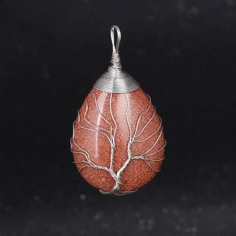 Bijou Lithothérapie <br> Pendentif goutte d'eau (13 variantes). | OkO-OKO™ Pendentif Goutte d'Eau Sable Marron Compressé | OkO-OkO