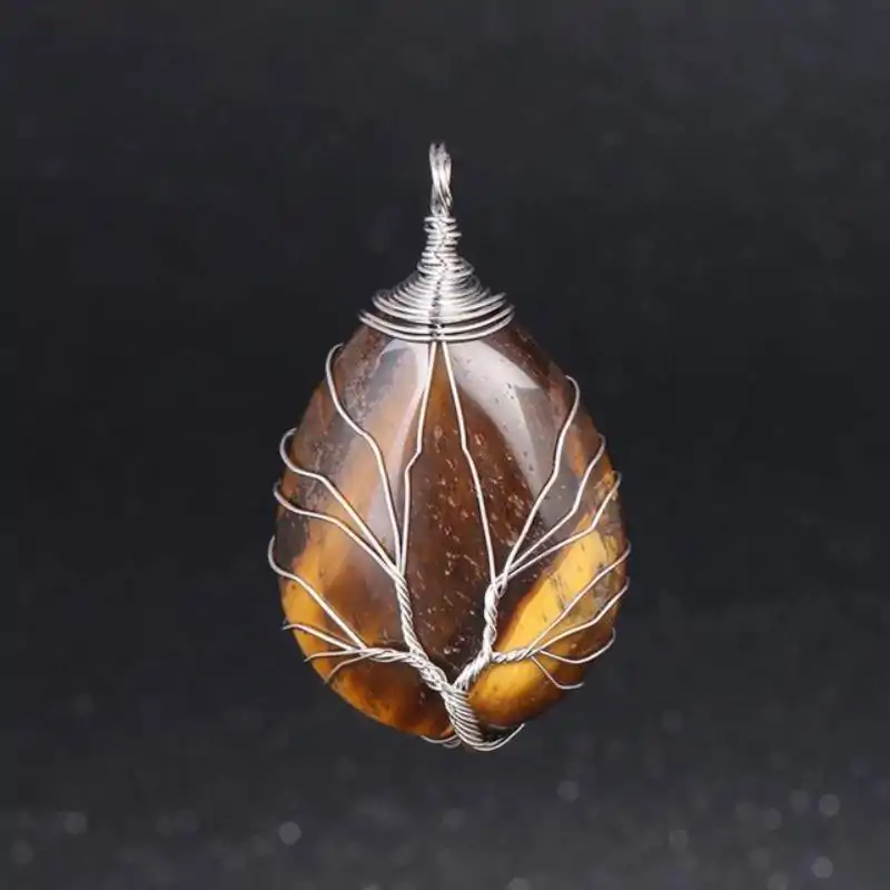 Bijou Lithothérapie <br> Pendentif goutte d'eau (13 variantes). | OkO-OKO™ Pendentif Goutte d'Eau Oeil de tigre | oko oko