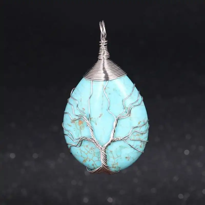 Bijou Lithothérapie <br> Pendentif goutte d'eau (13 variantes). | OkO-OKO™ Pendentif Goutte d'Eau Turquoise | oko oko