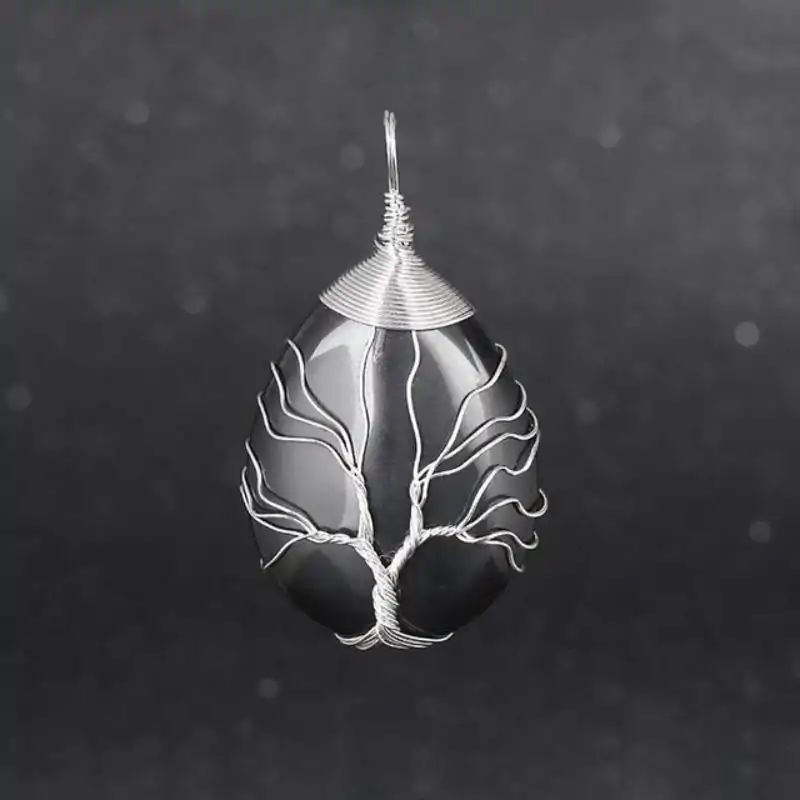 Bijou Lithothérapie <br> Pendentif goutte d'eau (13 variantes). | OkO-OKO™ Pendentif Goutte d'Eau Onyx noir | oko oko