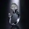 Spiritual Jewelry Buddha Ring. | OkO-OKO™ Silver Buddha ring on black background | oko oko