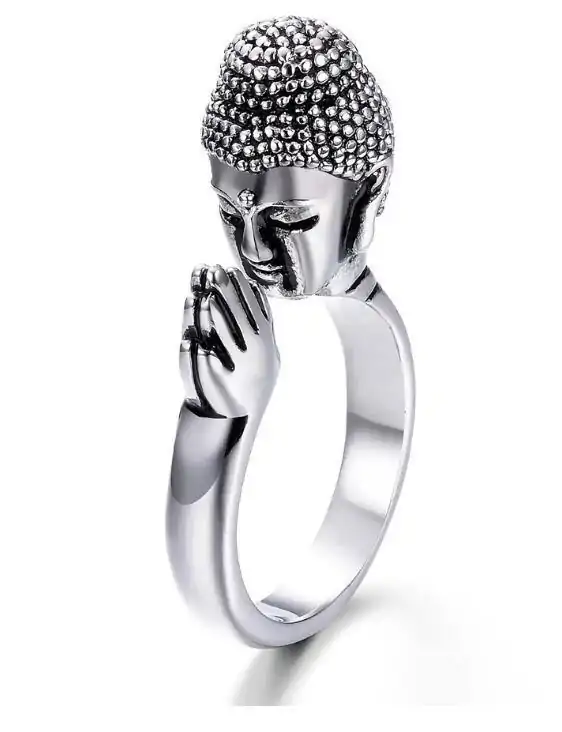 Spiritual Jewelry Buddha Ring. | OkO-OKO™ Silver Buddha ring on white background 2 | oko