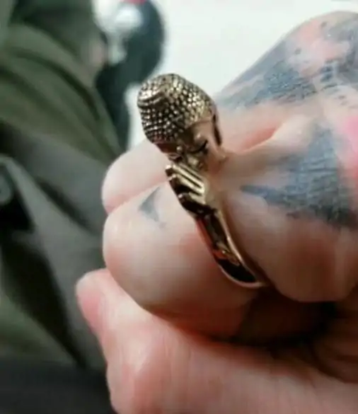 Spiritual Jewelry Buddha Ring. | OkO-OKO™ Gold Buddha ring worn on customer review | oko oko