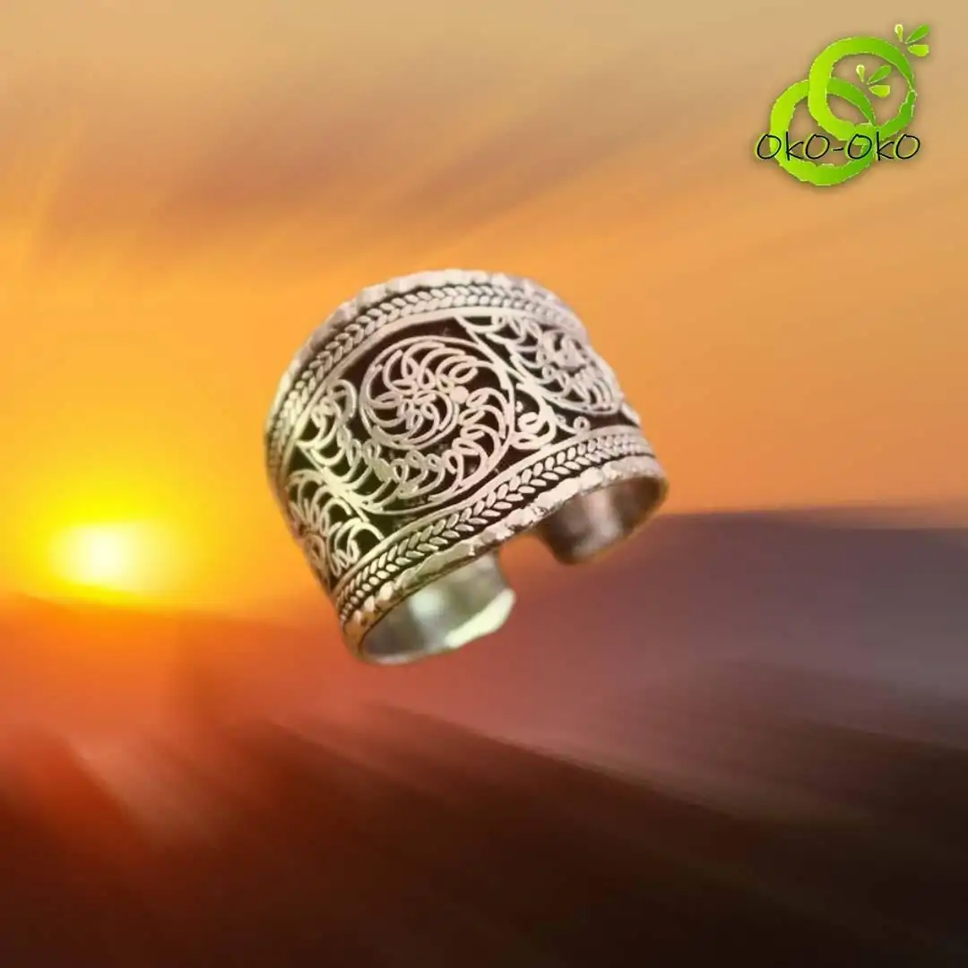 Bijou Spirituel <br> Bague de pouce argent. | OkO-OKO™ Bague de pouce argent Mandal spiral | OkO-OkO