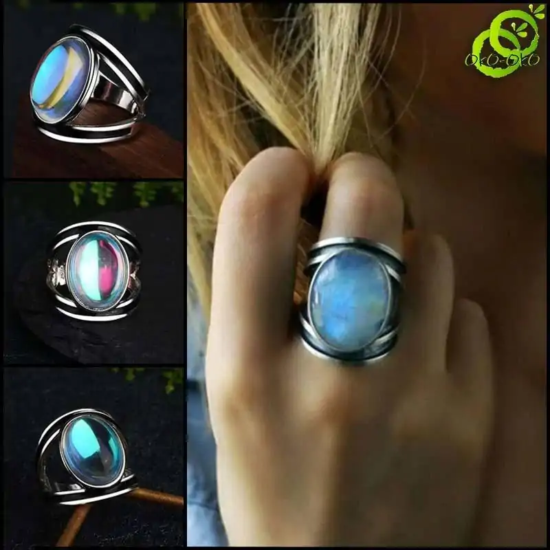 Lithotherapie Schmuck Mondstein Ring. | OkO-OKO™ Natürlicher Mondstein Ring echter Stein | oko oko