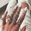 Bijou Etnique et Boho <br> Bague Boho. | OkO-OKO™ Ensemble Boho argent et noir - Bagues assorties | oko oko