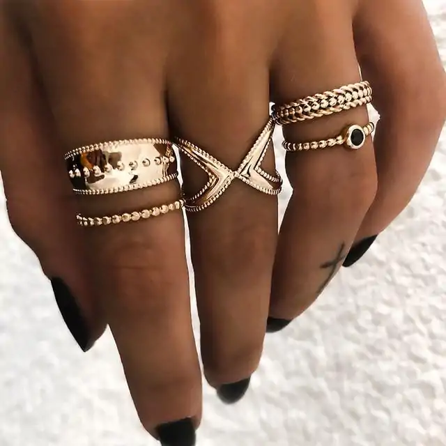 Bijou Etnique et Boho <br> Bague Boho. | OkO-OKO™ Ensemble Boho doré - Bagues assorties | oko oko