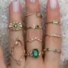 Bijou Etnique et Boho <br> Bague Boho. | OkO-OKO™ Ensemble Boho émeraude - Bagues assorties | oko oko