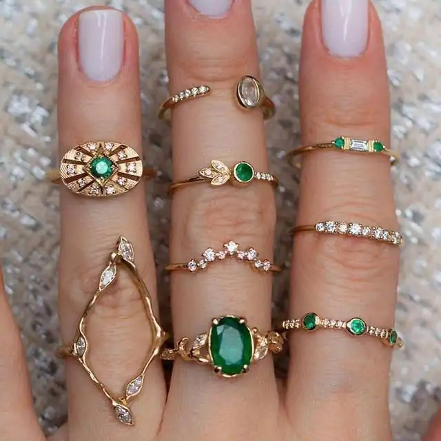 Bijou Etnique et Boho <br> Bague Boho. | OkO-OKO™ Ensemble Boho émeraude - Bagues assorties | oko oko