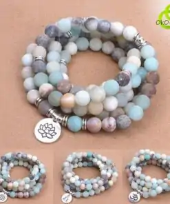 Mala Amazonit Halskette 3 Modelle om, Buddha, Lotus| oko oko