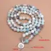 Bijou Spirituel Collier Mala Amazonite. | OkO-OKO™ Collier Mala Amazonite fleur de lotus 8mm bouddhiste| oko oko