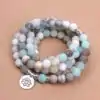 Bijou Spirituel Collier Mala Amazonite. | OkO-OKO™ Collier Mala Amazonite fleur de lotus pour yoga| oko oko