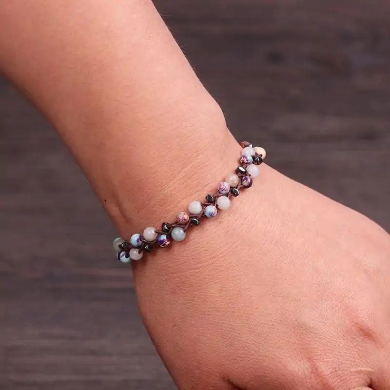 Bijou Lithothérapie <br> Bracelet en pierre Empereur et Amazonite. | OkO-OKO™ bracelet en pierre empereur et amazonite au poingnet oko-oko