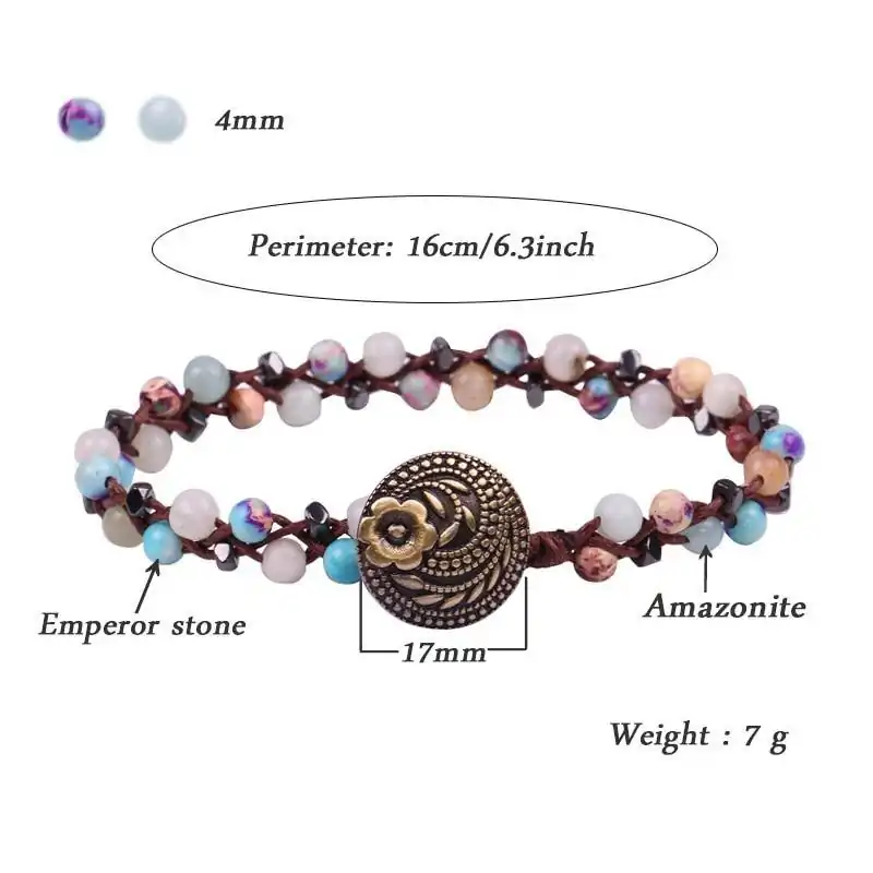 Bijou Lithothérapie <br> Bracelet en pierre Empereur et Amazonite. | OkO-OKO™ bracelet en pierre empereur et amazonite dimentions oko-oko