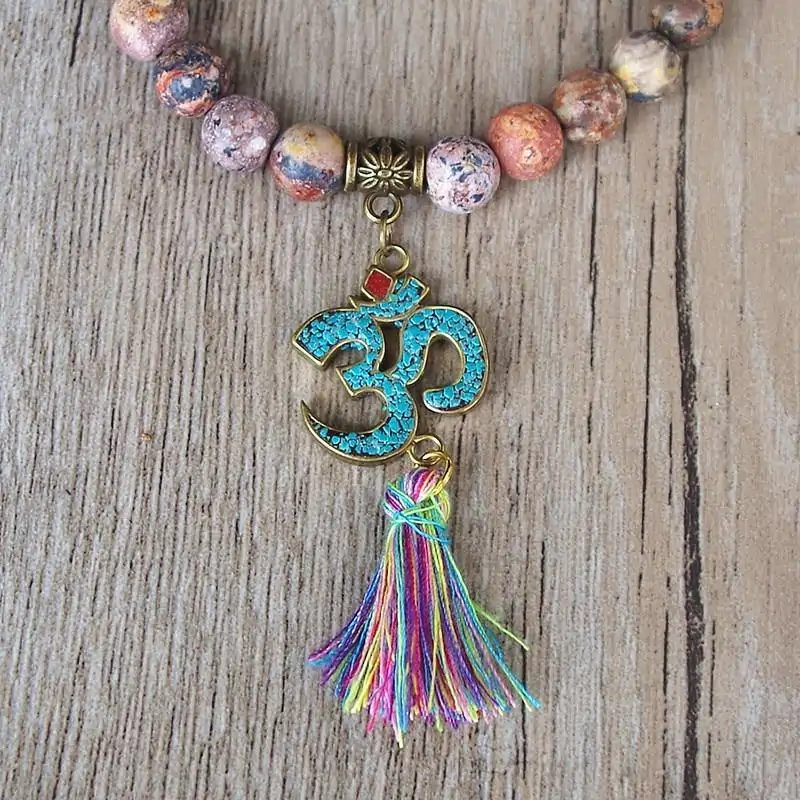 <br> Pulsera de joyería espiritual Om Mani Padme Hum. | OkO-OKO™ Pulsera Om en turquesa natural | oko oko