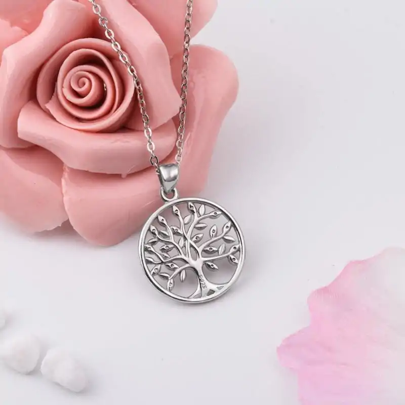 Bijou Spirituel <br> Collier arbre de vie argent. | OkO-OKO™ Collier Arbre de Vie Argent et zircon | OkO-OkO