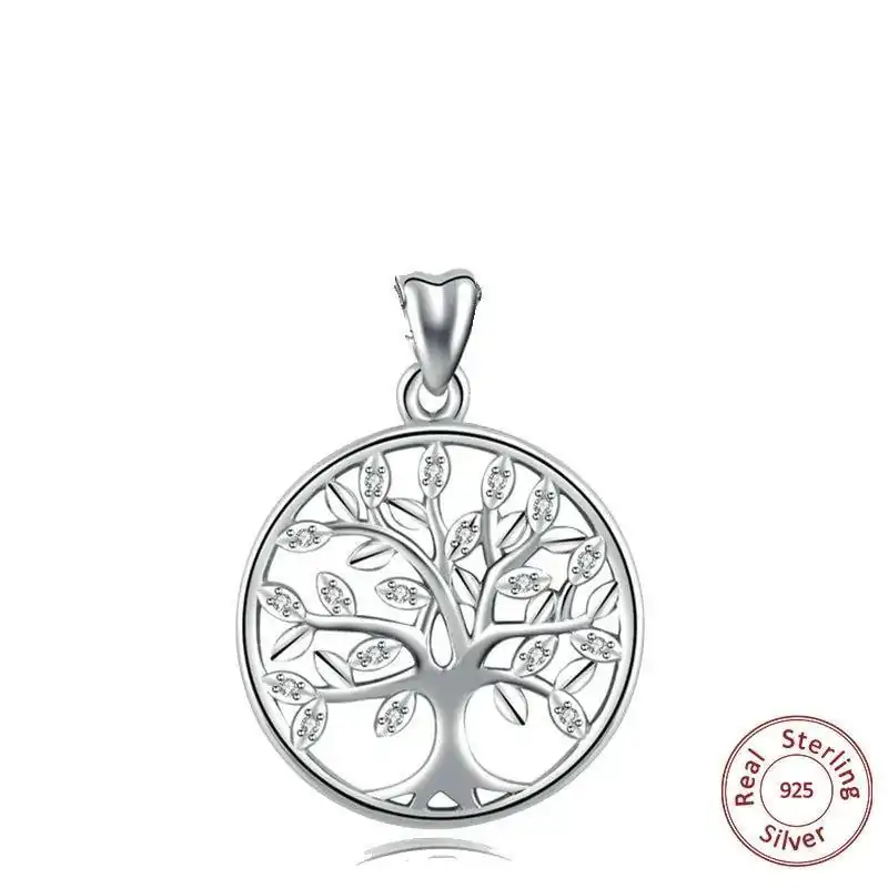 Bijou Spirituel <br> Collier arbre de vie argent. | OkO-OKO™ Pendentif Arbre de Vie Argent sur fond blanc variante 1 | OkO-OkO