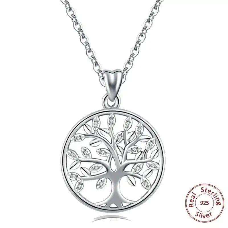 Bijou Spirituel <br> Collier arbre de vie argent. | OkO-OKO™ Collier avec chaine assortie Arbre de Vie Argent | OkO-OkO