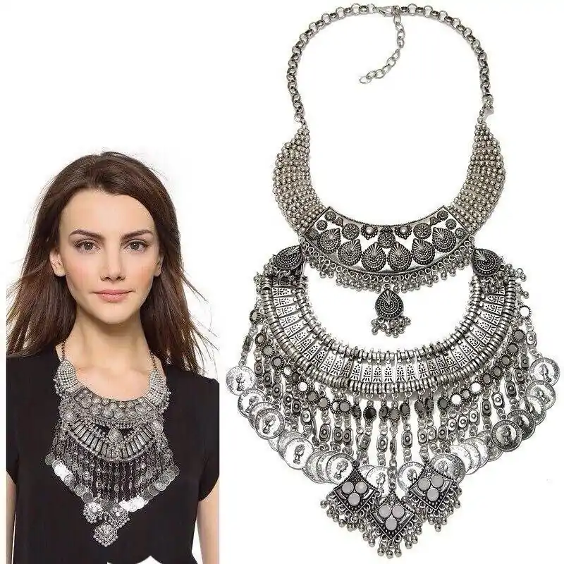 Bijou Etnique et Boho <br> Collier indien. | OkO-OKO™ Collier indien en argent tribal | oko oko