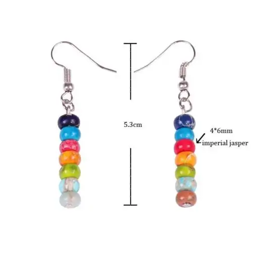 7 Chakras Earrings with Jasper imperial and dimentions | OkO-OkO