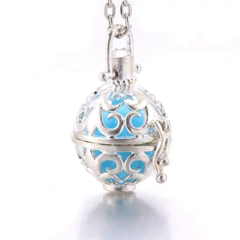 Bijou Diffuseur Huiles Essentielles <br> Avec Boule diffuseuse (26 Variantes). | OkO-OKO™ Bijou Diffuseur Huile Essentielle sphère Argent bleu clair | oko-oko