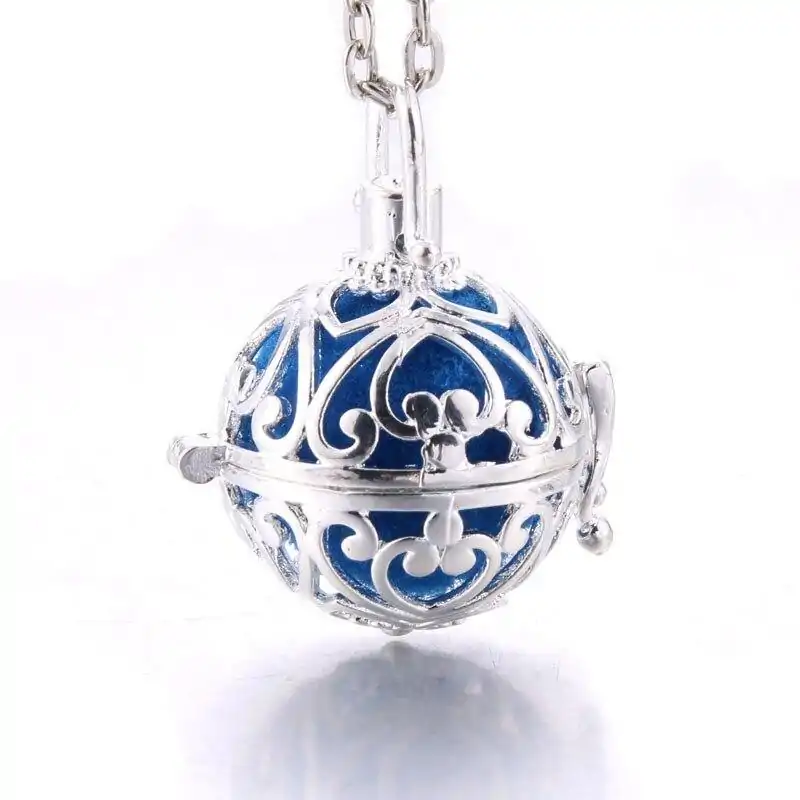 Bijou Diffuseur Huiles Essentielles <br> Avec Boule diffuseuse (26 Variantes). | OkO-OKO™ Bijou Diffuseur Huile Essentielle sphère Argent bleu | oko-oko