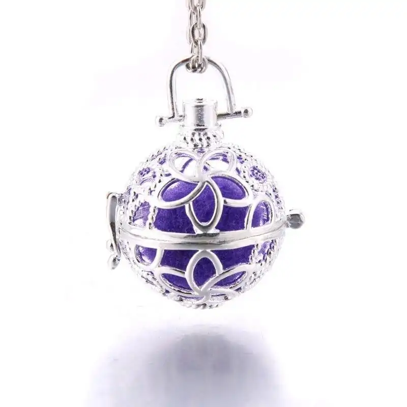 Bijou Diffuseur Huiles Essentielles <br> Avec Boule diffuseuse (26 Variantes). | OkO-OKO™ Bijou Diffuseur Huile Essentielle sphère Argent violet | oko-oko