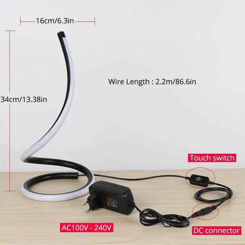 Lampe de Bureau <br>LED à intensité variable. | OkO-OKO™ Lampe LED design Zéphir - intensité réglable dimentions | OkO-OkO