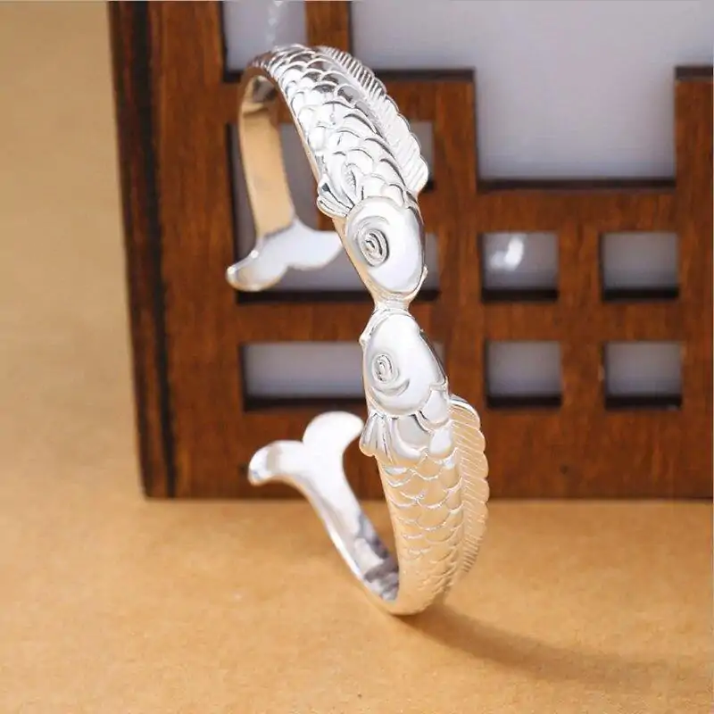 Spiritueller Schmuck Doppelter Fisch-Armband. | OkO-OKO™ Armband Fisch Silber doppelt | OkO-OkO