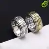 Anneau Spinner en argent massif yin yang avec gravure à l'intérieur de l'anneau | OkO-OkO