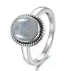 Anillo de piedra lunar de plata 925 sobre fondo blanco | OkO-OkO™