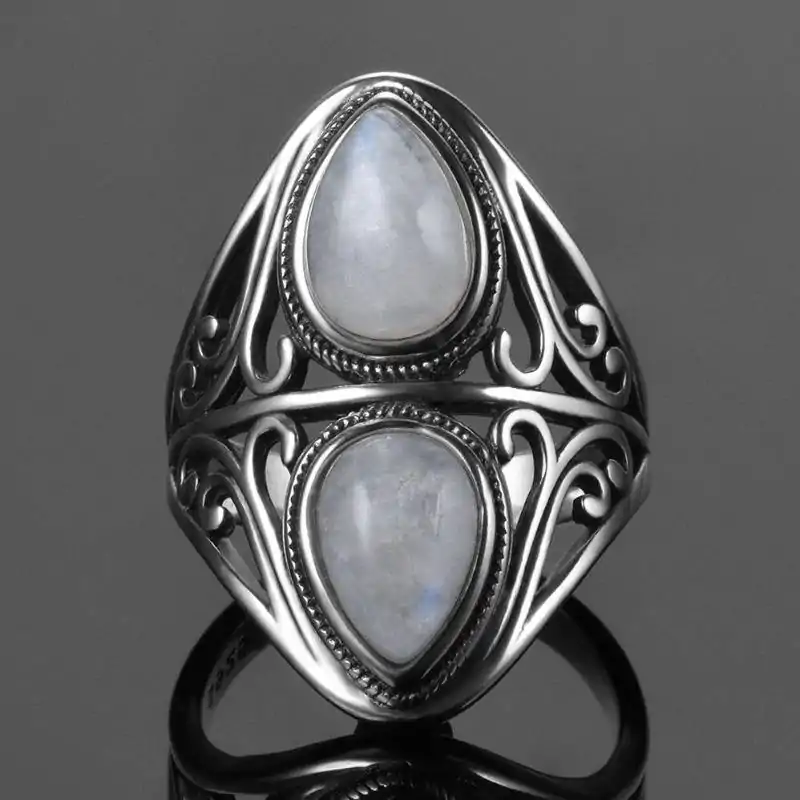 Bijou Lithothérapie <br> Bague Pierre de Lune argent. | OkO-OKO™ Bague Pierre de Lune argent | OkO-OkO