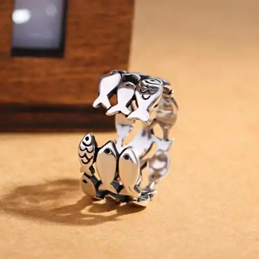 Bague-poissons mixte en argent ajustable | oko oko