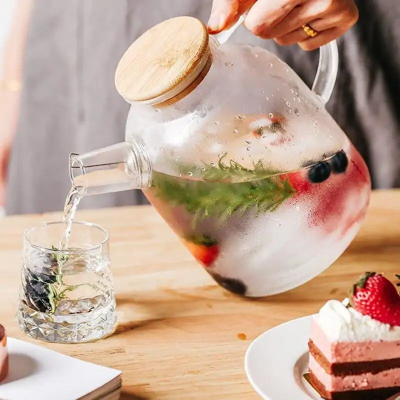 Théières en Verre <br> Pour préparer les thés glacés (1L et 1,5L). | OkO-OKO™ Théière en verre 1L ou 1,5L couvercle étanche en bambou | oko oko