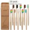 Brosse à dents Eco-Friendly Bamboo Biodegradable 10 Pcs assortiment de couleurs  | OkO-OkO