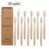 Brosse à dents Eco-Friendly Bamboo Biodegradable 10Pcs blanches | OkO-OkO