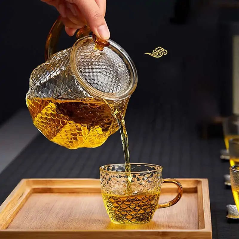 Theeset Schubben (Glas). | OkO-OKO™ Visschaal theeset | oko oko