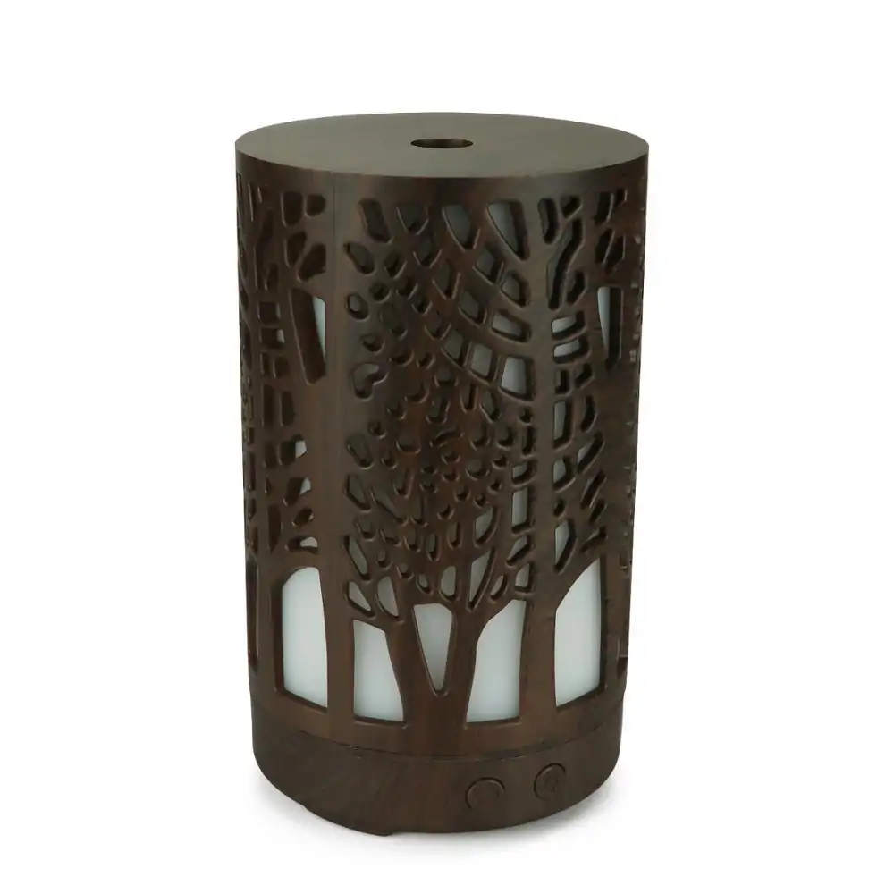 Diffuseur d'huile essentielle <br>Diffuseur d'huile essentielles. | OkO-OKO™ Diffuseur / Humidificateur ultrasonique aromatique en bois foncé sur fond blanc | OkO-OkO