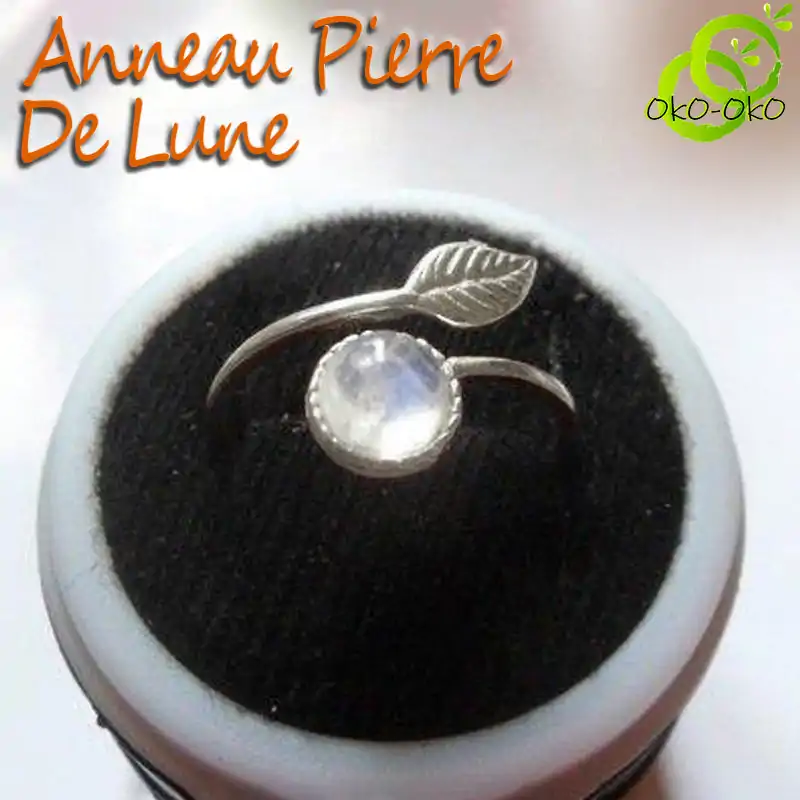Bijou Lithothérapie <br> Anneau Pierre de Lune | OkO-OKO™ Anneau Pierre de Lune avec boite cadeau| OkO-OkO™